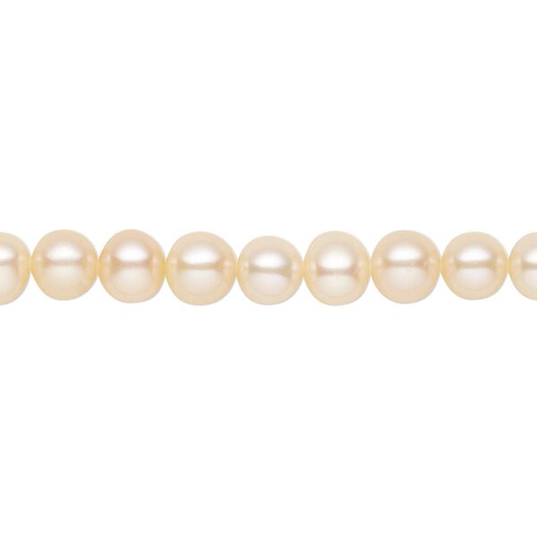 Pearl, cultured freshwater (natural), peach, 5-6mm semi-round with 0.4mm hole, C grade, Mohs hardness 2-1/2 to 4. Sold per 15-1/2" to 16" strand. image number 0
