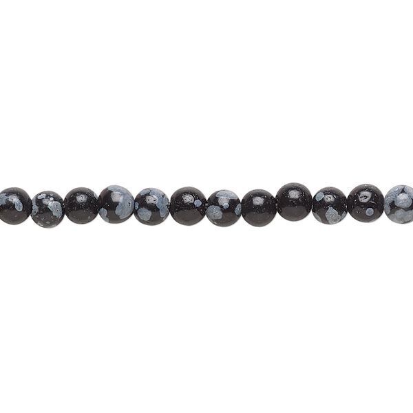 Snowflake obsidian 1pkg1, round bead natural 15.5-16 inch 4mm image number 0