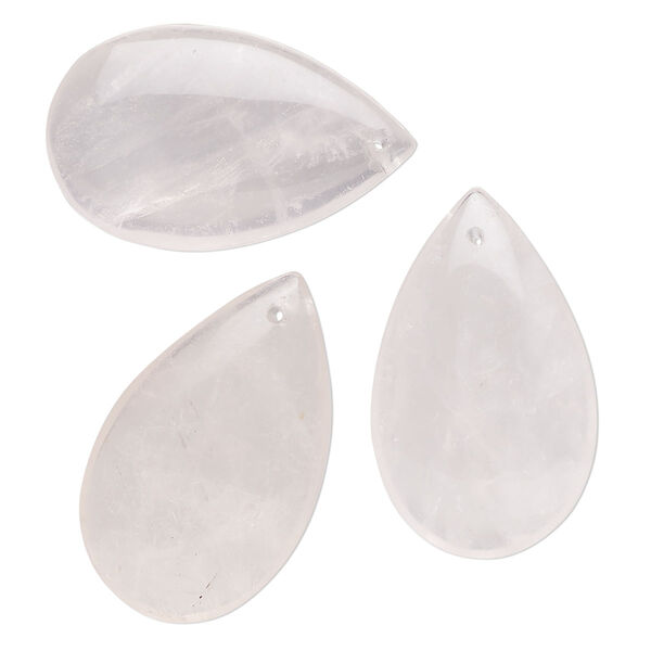 Rose quartz 1pkg3, teardrop focal natural 25x16mm-30x19mm image number 0