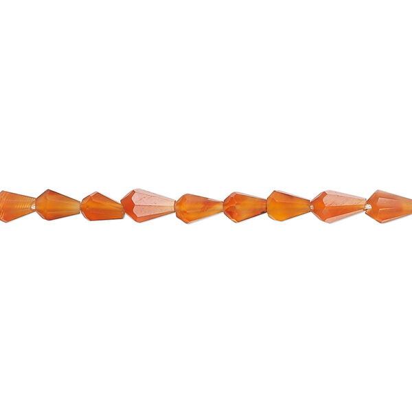 Carnelian 1pkg1, hand-cut faceted teardrop bead 15 inch 4x3mm-5x4mm image number 0