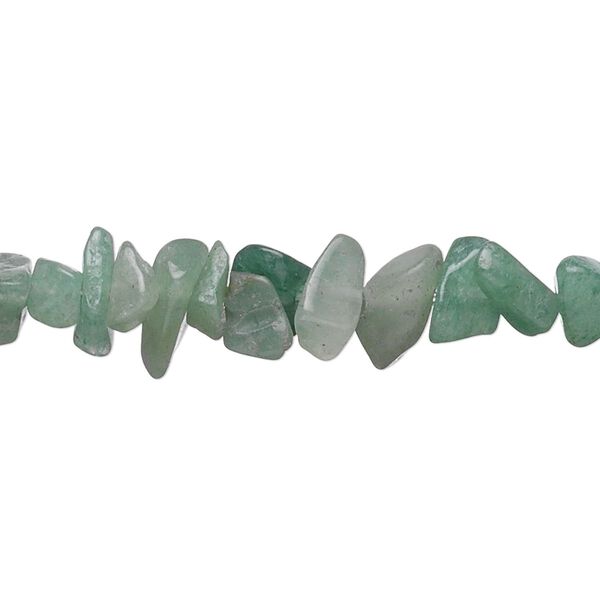 Bead, green aventurine (natural), medium chip, Mohs hardness 7. Sold per 15-1/2" to 16" strand. image number 0
