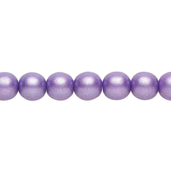 Bead, Czech glass druk, opaque satin purple, 8mm round. Sold per 15-1/2" to 16" strand. image number 0