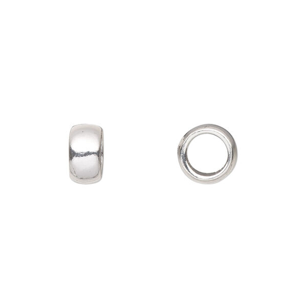 Bead, sterling silver, 8x4.5mm smooth rondelle Sold per pkg of 2. image number 0