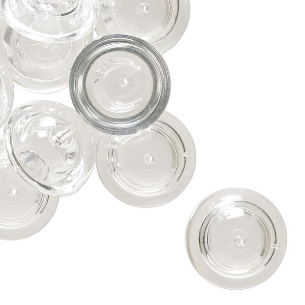 Bead cap, vintage German acrylic, clear, 16mm round, fits 7-8mm bead. Sold per pkg of 24. image number 0