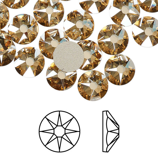 Flat back 144pk crystal golden shadow foil back, Swarovski® 8.412-8.672mm rose round SS40 2088 image number 0
