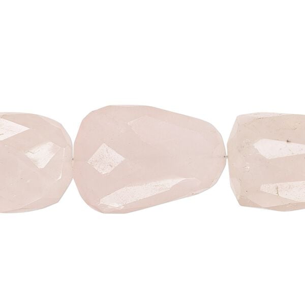 Rose quartz 1pkg1, hand-faceted nugget bead natural 7 inch large image number 0