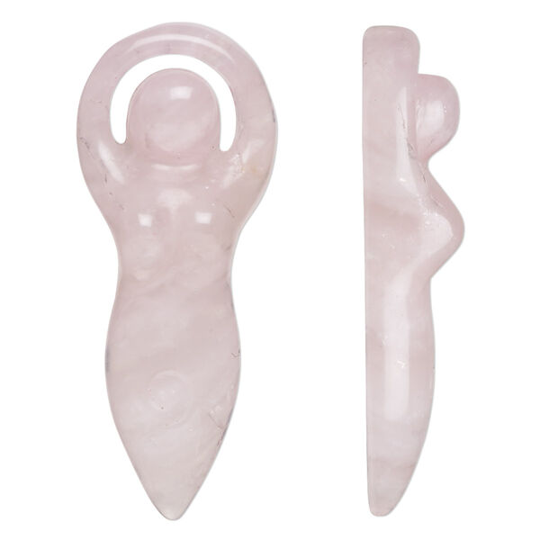 Rose quartz 1pkg1, hand-cut undrilled goddess focal 39x15mm-40x16mm image number 0