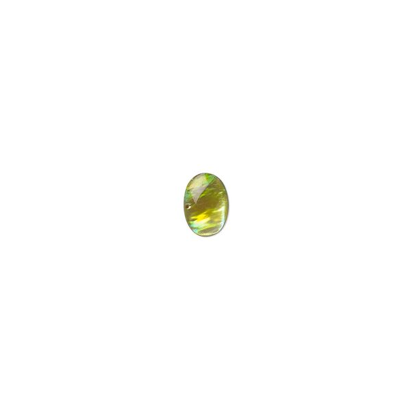 Cabochon, paua shell (dyed / coated), gold, 7x5mm calibrated oval, Mohs hardness 3-1/2. Sold per pkg of 10. image number 0