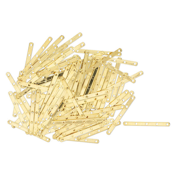 Spacer bar, antique gold-finished steel, 27x3mm 5-strand, fits up to 6mm round beads. Sold per pkg of 100. image number 0