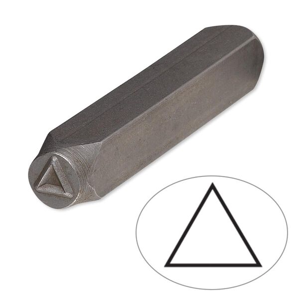 Stamp punch, tempered chrome vanadium steel, 5mm triangle, 2-3/4 x 3/8 inches. Sold individually. image number 0