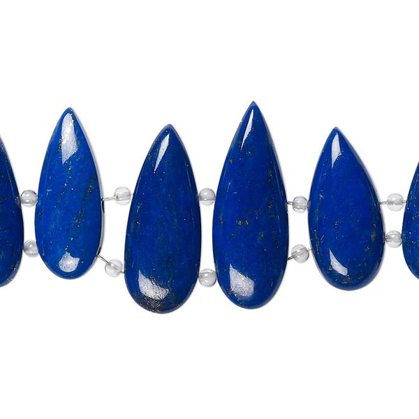 Lapis lazuli 1pkg10, flat teardrop bead natural graduated 16x6mm-22x8mm image number 0
