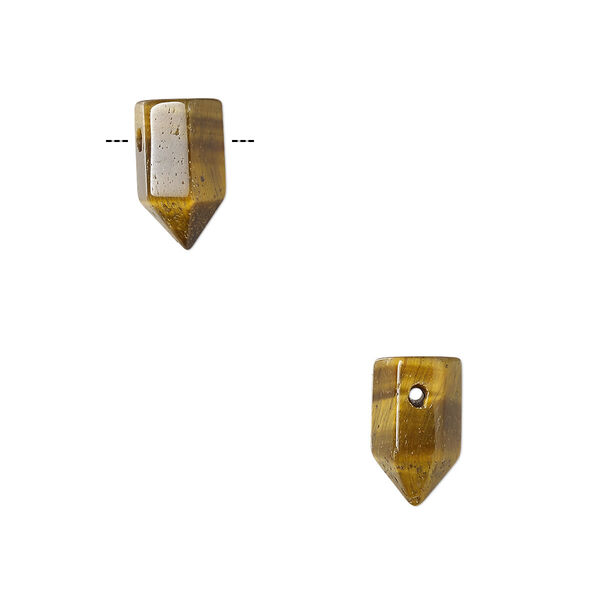 Tigereye 1pkg2, hand-cut top-drilled point bead natural B grade, 11x5mm-13x6mm image number 0