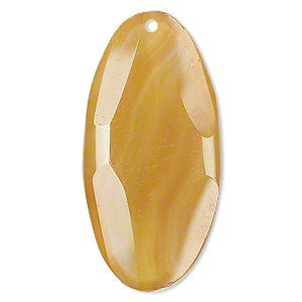 Focal, agate (dyed), yellow, 58x29mm top-drilled slightly faceted oval, B grade, Mohs hardness 6-1/2 to 7. Sold individually. image number 0