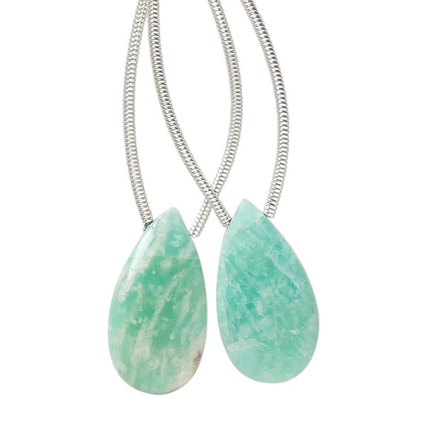 Amazonite 1pkg2, hand-cut top-drilled puffed teardrop bead natural 20x10mm image number 0