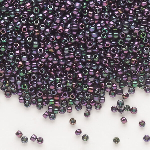 Seed bead, Dyna-Mites™, glass, pkg/1/2kg, #11 round, opaque iris peacock, (90401 11/0 RR). image number 0