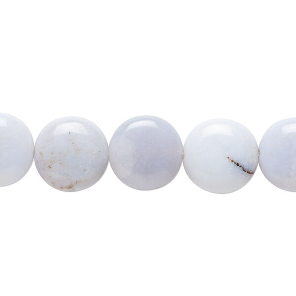 Blue chalcedony 1pkg1, flat round bead natural 8 inch 12mm image number 0