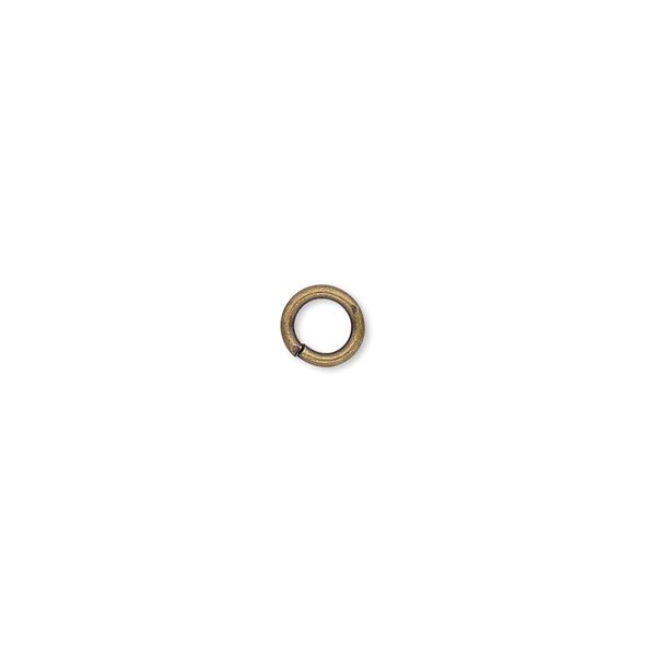 Jump ring, antique gold-plated brass, 5.5mm round, 3.5mm inside diameter, 18 gauge. Sold per pkg of 100. image number 0