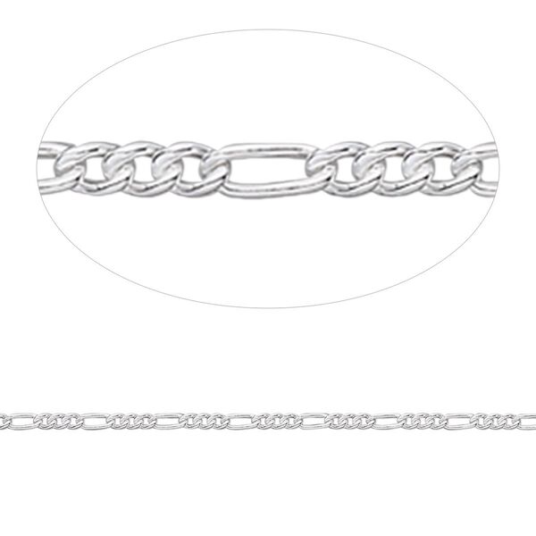 Chain, sterling silver, 1.4mm figaro. Sold per pkg of 5 feet. image number 0