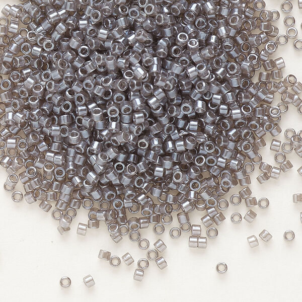Seed bead, Delica®, glass, pkg/7.5g, #11 round, translucent glazed luster dark grey (DB-1486). image number 0