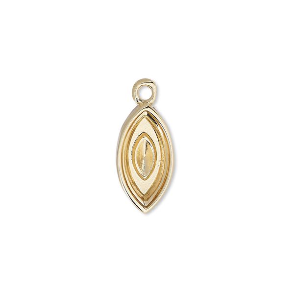 Drop, Almost Instant Jewelry®, gold-plated "pewter" (zinc-based alloy), 17x9mm marquise with 15x7mm navette setting. Sold per pkg of 2. image number 0
