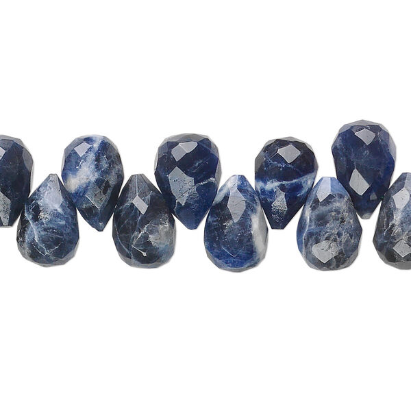 Sodalite 1pkg1, top-drilled faceted briolette bead natural 8 inch 8x6mm-12x8mm image number 0