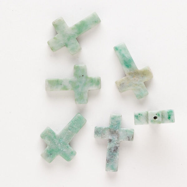 Ching hai "jade" 1pkg6, half-drilled cross drop natural 21x14mm-25x18mm image number 0