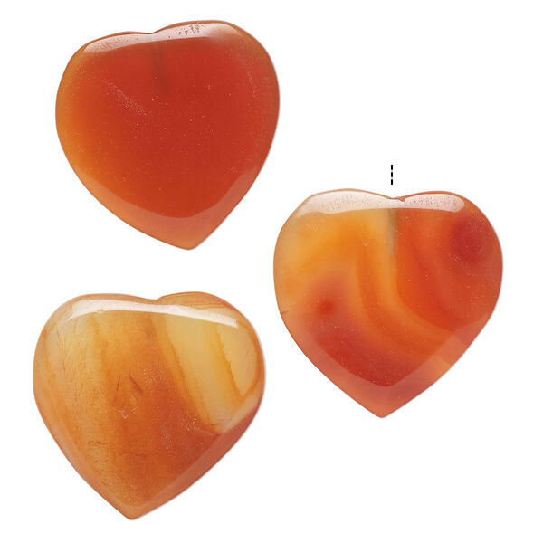Red agate 1pkg3, half-drilled puffed heart drop 22-24mm image number 0