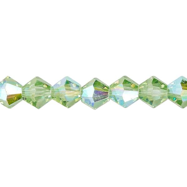 Bead 1pk transparent lime green AB, Celestial Crystal® 8mm bicone 15.5-16 inch image number 0