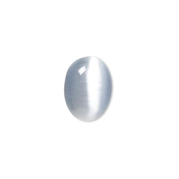 Cabochon, cat's eye glass (fiber optic glass), grey, 16x12mm calibrated oval, quality grade. Sold per pkg of 8. image number 0