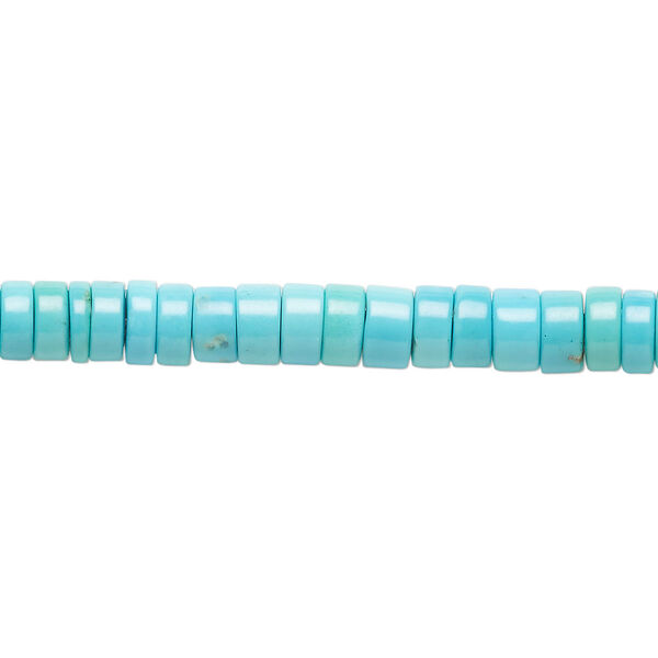 Bead, sleeping beauty turquoise (natural), 4.5x1.5-6x3mm heishi, A- grade, Mohs hardness 5-6. Sold per 15-1/2" to 16" strand. image number 0