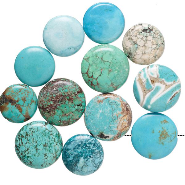 Magnesite 1pkg12, puffed flat round bead mix 29-35mm image number 0