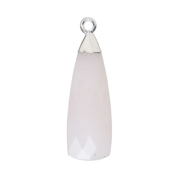 Pink opal / sterling silver 1pkg1, electroplated hand-cut faceted paddle drop natural 28x9mm image number 0
