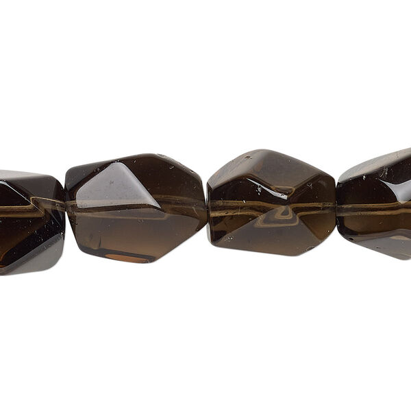 Smoky quartz 1pkg1, tumbled faceted nugget bead 15 inch medium image number 0