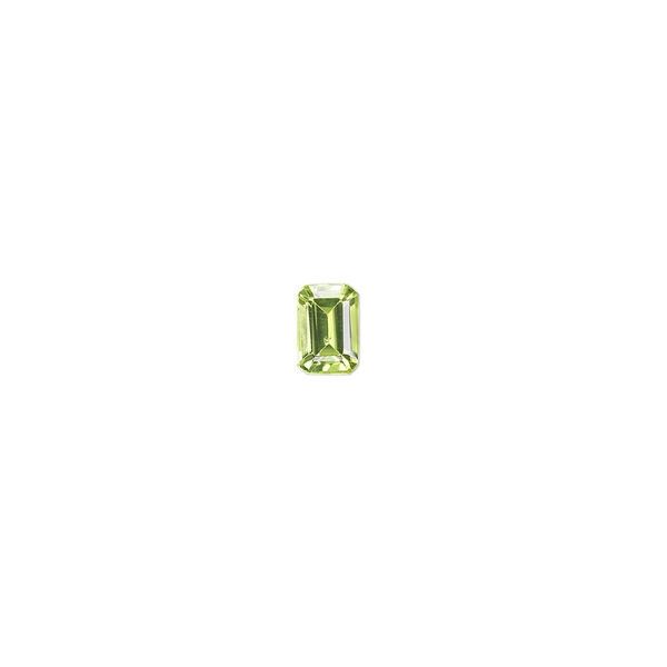 Peridot 1pkg1, hand-cut faceted emerald-cut gem natural A grade, 6x4mm image number 0