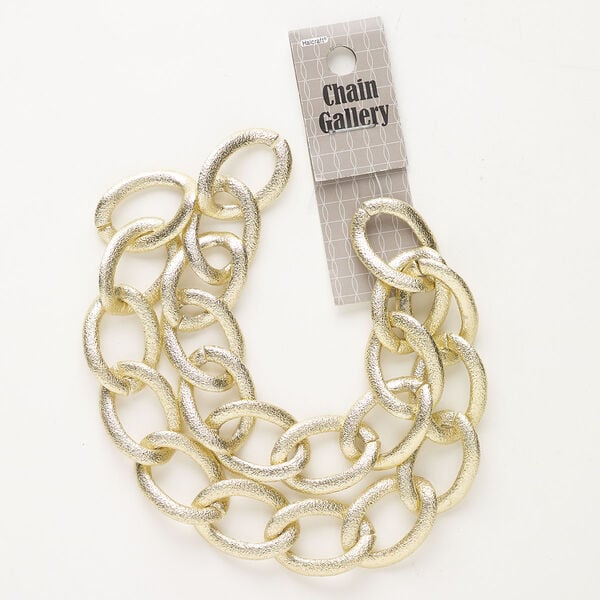 Chain, aluminum, pkg/17 inches, gold, 20-21mm textured curb. image number 0