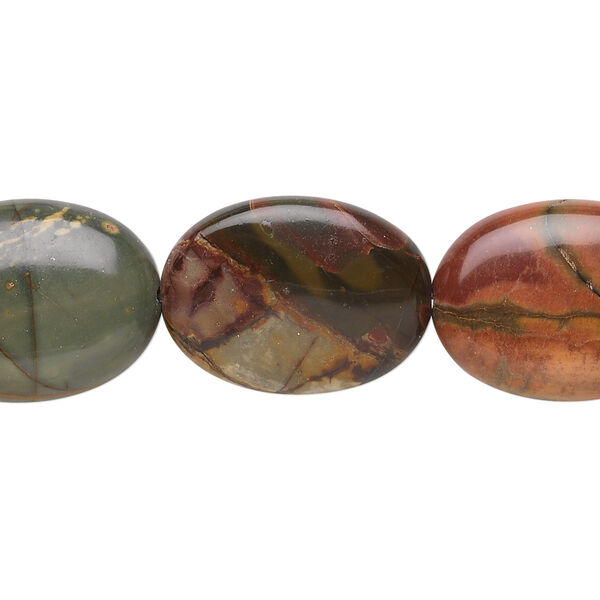 Red creek jasper 1pkg1, flat oval bead B grade, 15.5-16 inch 20x15mm image number 0