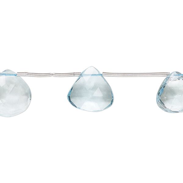 Sky blue topaz 1pkg1, hand-cut top-drilled faceted puffed teardrop bead 8 inch 8x8mm-12x12mm image number 0