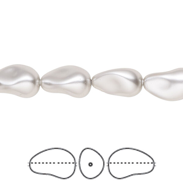 Pearl 10pk light grey, Crystal Passions® 12x8mm baroque drop 5843 image number 0