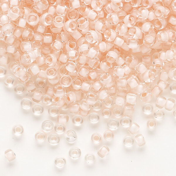 Seed bead, Dyna-Mites™, glass, translucent inside color peppermint, #8 round. Sold per 40-gram pkg. image number 0