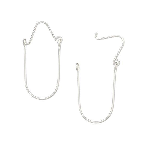 Ear wire 1pkg2 sterling silver, 36mm u-shape, 1 pair image number 0