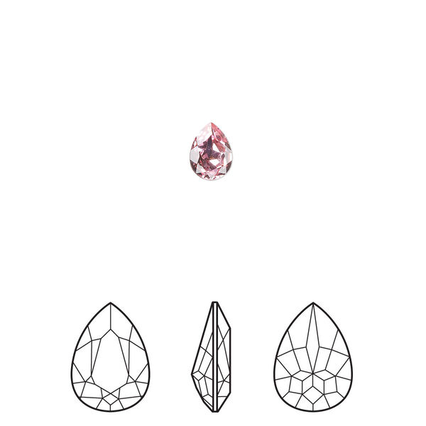 Fancy stone 2pk light rose foil back, Crystal Passions® 6x4mm pear 4320 image number 0