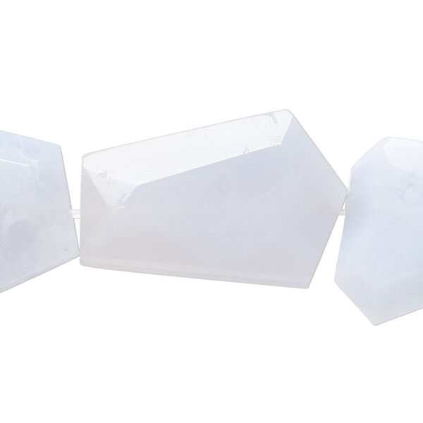 Blue chalcedony 1pkg1, faceted freeform bead natural 15.5-16 inch 24x20mm-35x30mm image number 0