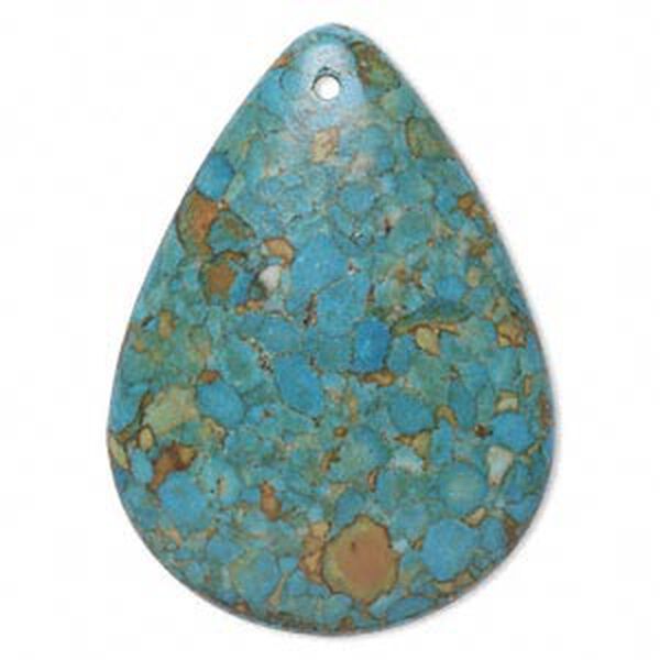 Mosaic "turquoise" (magnesite) 1pkg1, top-drilled teardrop focal B grade, 47x35mm image number 0