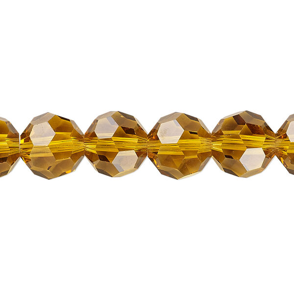 Bead 1pk 32 facets transparent gold, Celestial Crystal® 10mm round 15.5-16 inch image number 0