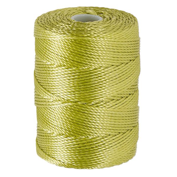 Thread, C-Lon®, nylon, chartreuse, 0.5mm diameter. Sold per 92-yard spool. image number 0