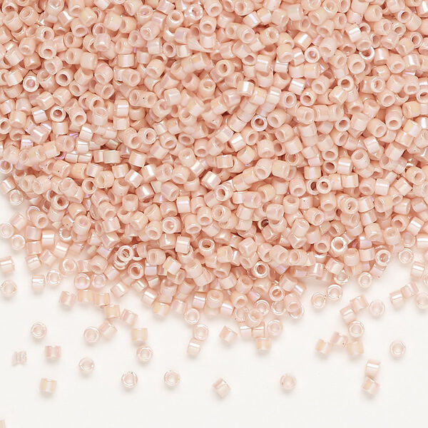 Seed bead, Delica®, glass, pkg/50g, #11 round, opaque rainbow gold luster salmon (DB-0207-1). image number 0