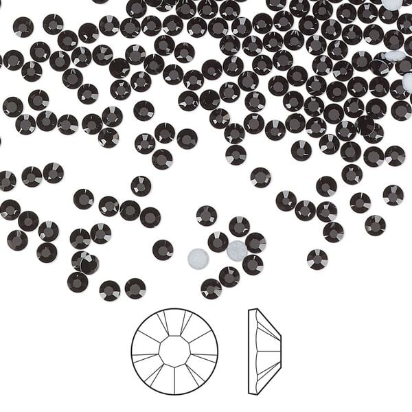 Flat back 1440pk jet foil back, Preciosa MAXIMA Czech crystal rhinestone 2.1-2.3mm chaton rose round SS7 image number 0