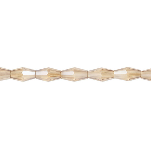 Bead, glass, crystal golden shadow, 8.5x4mm long bicone. Sold per 15-1/2 to 16-inch strand. image number 0