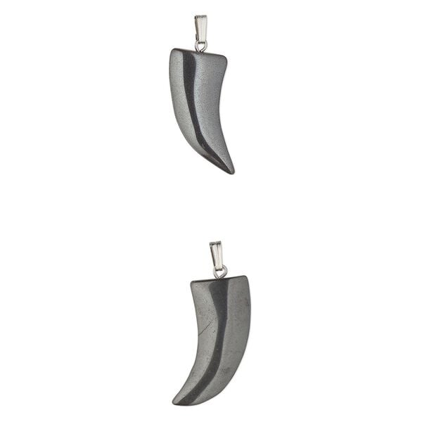 Hemalyke™ / "pewter" (zinc-based alloy) 1pkg2, silver-finished claw pendant 29x22mm image number 0