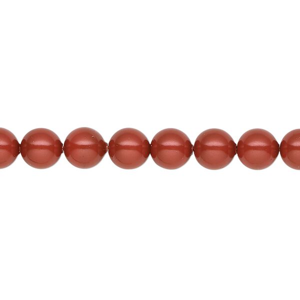 Pearl 50pk dark coral pearl, Crystal Passions® 6mm round 5810 image number 0